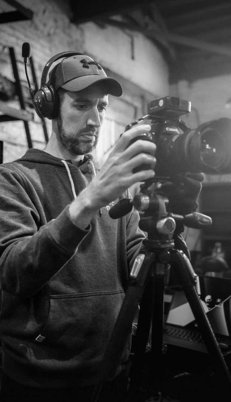 Cameraman operating a photography camera
